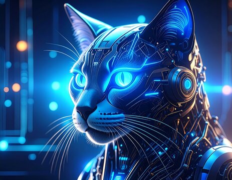 Futuristic robotic cat portrait (1)