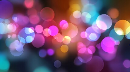 Fototapeta premium Vibrant colorful bokeh lights background with blurred glowing circle shapes for festive celebration and holiday design vector illustration