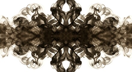 Abstract Smoke Art: Dark Brown Swirls and Symmetrical Design
