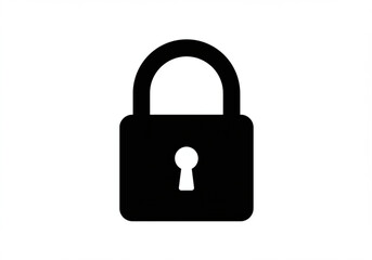 Simple black padlock icon symbolizing security and protection on a white background