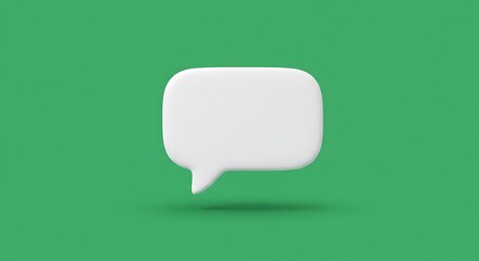 White Speech Bubble on Green Background: Minimalist Communication Concept