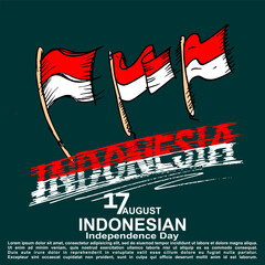 Indonesia Independence day, August 17, doodle vector