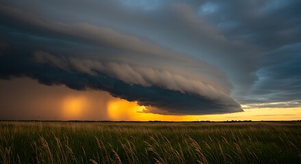 Majestic Sunset Storm Clouds over Prairie