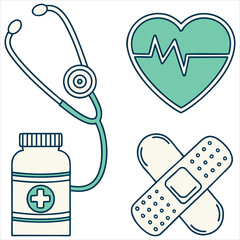  Medicine and Health flat icon Set. Collection health care medical sign icon. icon Set