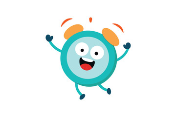 Obraz premium Cartoon Alarm Clock Jumping In The Air Surprise Mood