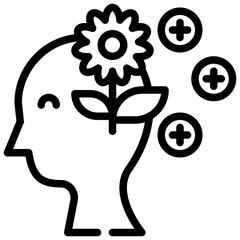 flower growth mental health mind simple line icon