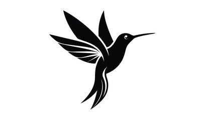 Fototapeta premium Elegant black silhouette of a hummingbird in flight with detailed wings