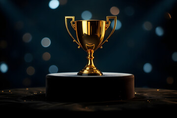 Golden Trophy Gleaming Success Achieved Celebration Reward for Winner