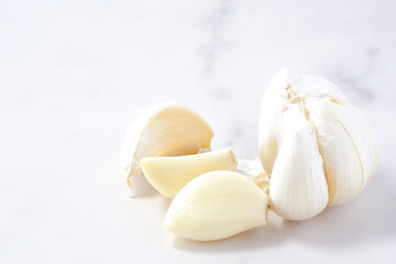 Garlic on white background