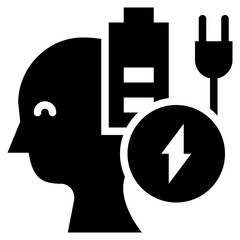 charge mental health recharge solid glyph icon