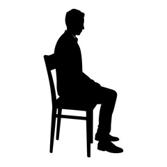 Man sitting on a chair in silhouette vector illustration