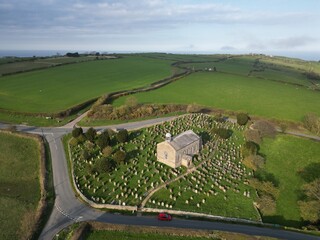 aerial view of St Stephen's Church, Fylingdales. North Yorkshire, religious architecture  
