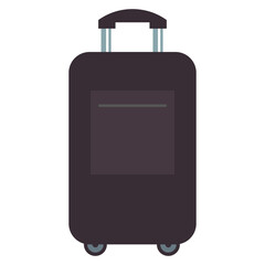 Travel suitcase vector icon. Flat illustration of rolling luggage with a handle, isolated on a white background. Concept for travel, vacation, and journey