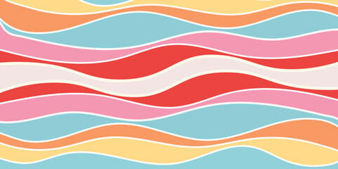 Colorful Wavy Abstract Layered Background.  multicolor wave layers in red, pink, blue, and yellow tones. Perfect for creative projects, posters