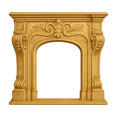 Obraz premium PNG Ornate golden fireplace illustration.