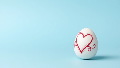 Easter Egg with Heart Design on Blue Background Showing Love and Affection