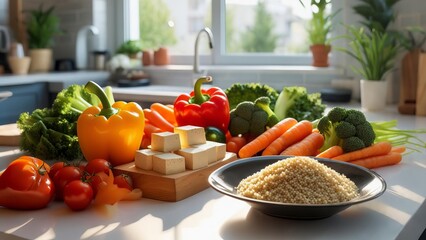 Fresh vegetables on the kitchen table