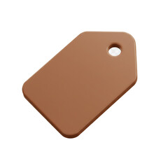 A Simple Three-Dimensional Price Tag Illustration Rendered With Brown Color on Isolated Background