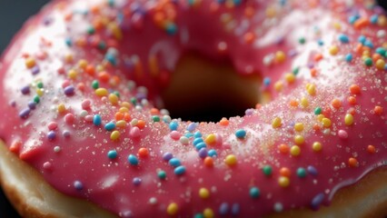 Closeup of donut with sprinkles