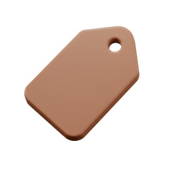 Illustration of a brown price tag isolated on white, 3d rendering, product label concept