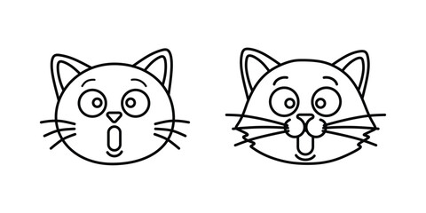  Two line art cat head icons, both displaying a wide-eyed, surprised or shocked expression with an open mouth.