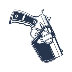 Gun Holster Flat Vector Icon Minimalist Tactical Gear.