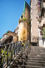 City of Naples in Italy. View of the Santa Lucia, Pallonetto districts. Narrow streets.