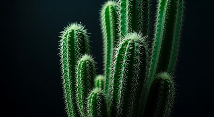 Green Cactus Plant with White Spikes