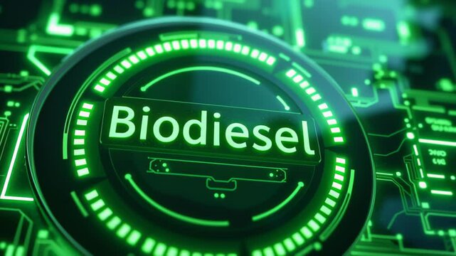 Biodiesel concept ,Biodiesel Concept with Green Digital Interface Renewable Energy Technology and Glowing Elements