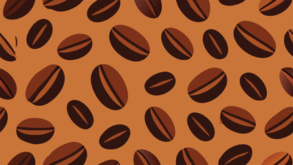 Obraz premium Seamless pattern of stylized coffee beans in shades of brown background