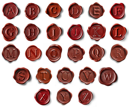 Vintage Red Wax Seal Alphabet