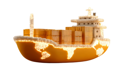 Shipping industry innovations cargo vessel in motion ocean transportation digital art nautical environment aerial view