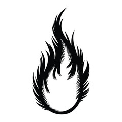 Obraz premium Fire Feather Silhouette, Vector, Illustration, Outline, Line Art, Icon, Logo, White Background.