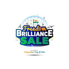 Happy Independence day of India Freedom festival sale promo. Freedom brilliance sale 3d tricolour logo and background illustration
