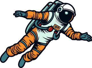 Obraz premium Astronaut in Space Suit Floating in Zero Gravity Illustration