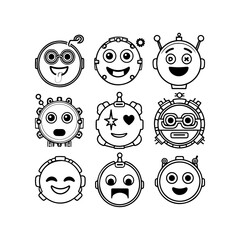 set of funny cartoon monsters icon