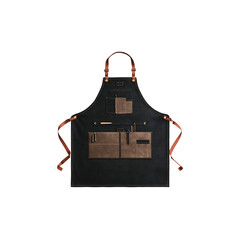 Black kitchen apron isolated on a transparent background, in a PNG format