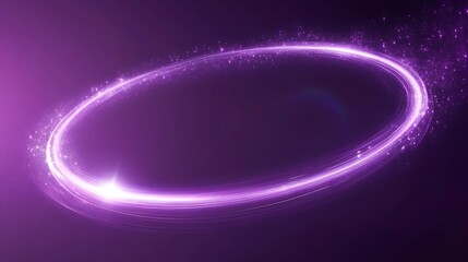 Abstract oval frame of glowing purple light trails