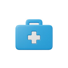 Obraz premium Sky blue first aid kit icon with symbolic white cross in a digital style