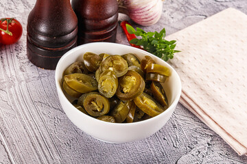 Sliced pickled jalapeno spicy pepper