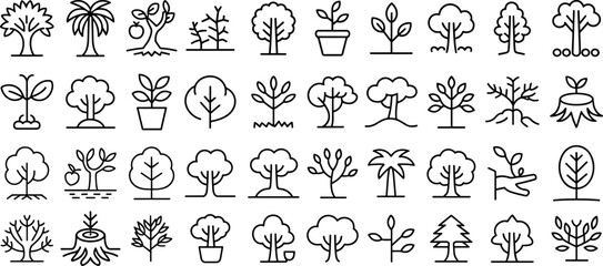 Tree and Forest icon set. vector illustration