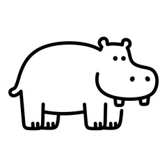 Hippo icon, symbolizing strength, water-based wildlife, and African rivers.