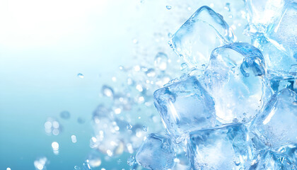 Background material with realistic ice floating up (refreshing, summer, beverages)