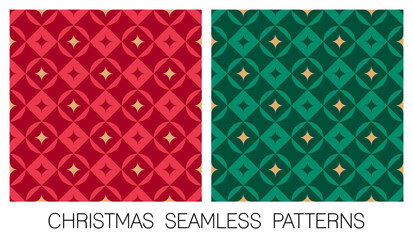 Set of red and green geometric elements seamless pattern design for christmas and new year background.