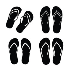 Flip flops Minimalist Silhouette Vector Set Bold Solid Icons for UI Web and Print
