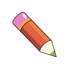 Pencil icon or vector writing tool. Graphite tool for education and design, sketching. Wooden school study or office notes accessory with eraser. Supply for drawing. Education equipment cartoon symbol