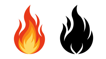 Fire flames icon set. Fire flame icon. Crayon vector logo. Hot fire on white background. Flame simple illustration. Graphic heat symbol. Abstract silhouette, hell element clip art. 