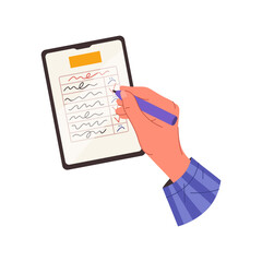 Page with handwritten checklist. Vector todo list, planner. Clipart for reminder or schedule, timeline layout. Strategy planning for office workspace. Logbook for productivity and making plan. Agenda.
