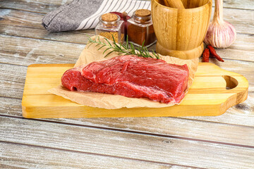 Raw beef flesh for cooking