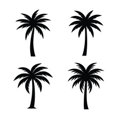 Fototapeta premium Palm tree Minimalist Silhouette Vector Set Bold Solid Icons for UI Web and Print